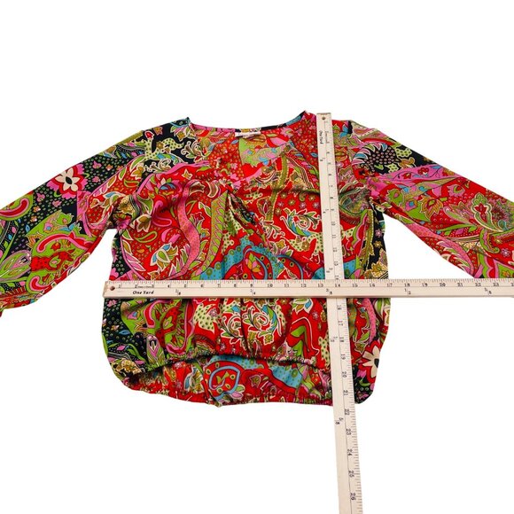 Boemo Womens Multicolor Paisley Long Sleeve Top Polyester M - Picture 3 of 5